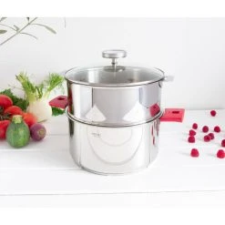 De gros ???? Casserole et Cuit Vapeur Inox Ø 24 cm Anses Mutine Framboise Biome Cristel ⌛