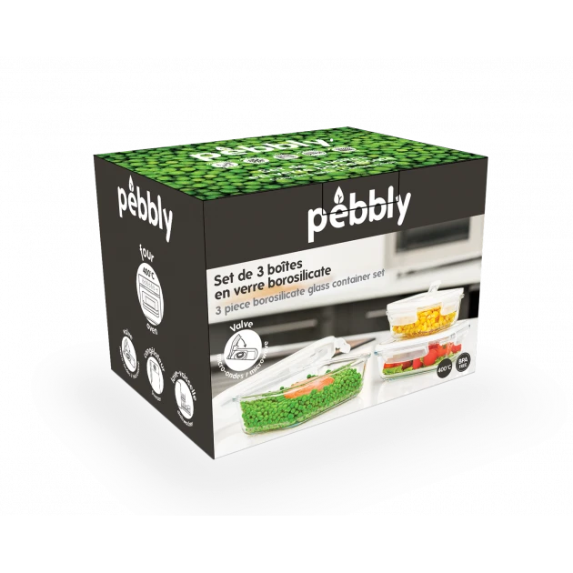 Promo ???? Lot 3 Boîtes de Conservation en Verre Rectangle Pebbly ⌛ 4 Promo ???? Lot 3 Boîtes de Conservation en Verre Rectangle Pebbly ⌛ – Image 2