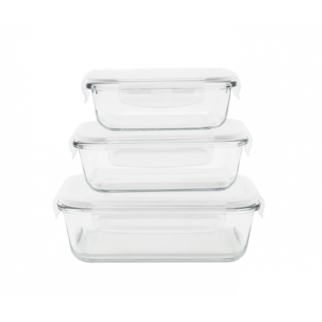 Promo ???? Lot 3 Boîtes de Conservation en Verre Rectangle Pebbly ⌛ 3 Promo ???? Lot 3 Boîtes de Conservation en Verre Rectangle Pebbly ⌛