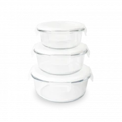 Offres ⭐ Lot 3 Boîtes de Conservation en Verre Rond Pebbly ????