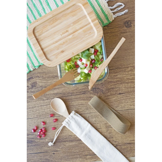 Remise ✨ Lunch Box Verre et Bambou avec Couverts 1 L Pebbly ???? 3 Remise ✨ Lunch Box Verre et Bambou avec Couverts 1 L Pebbly ???? – Image 2