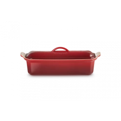 Nouveau ⌛ Terrine Rectangulaire en Céramique avec Presse 32 cm Cerise Le Creuset ????